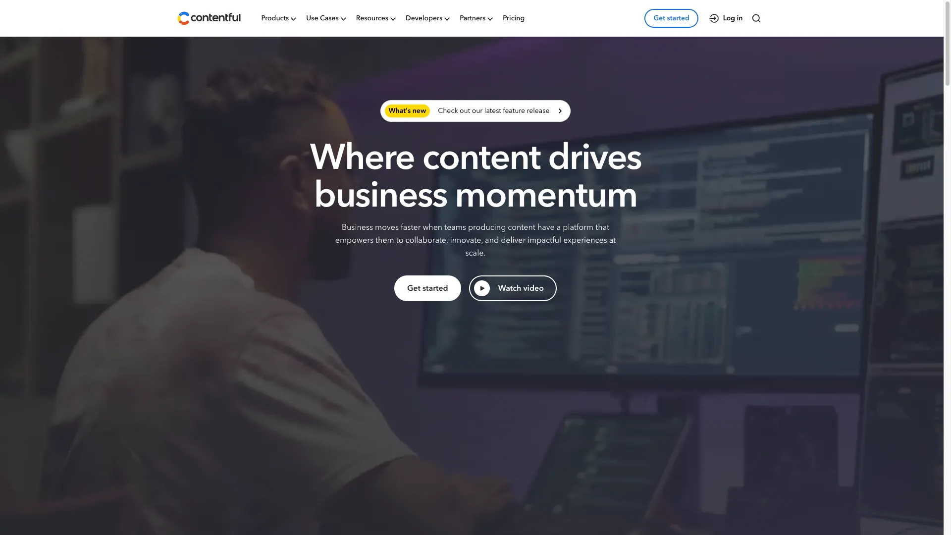 Page d'accueil du site internet de Contentful