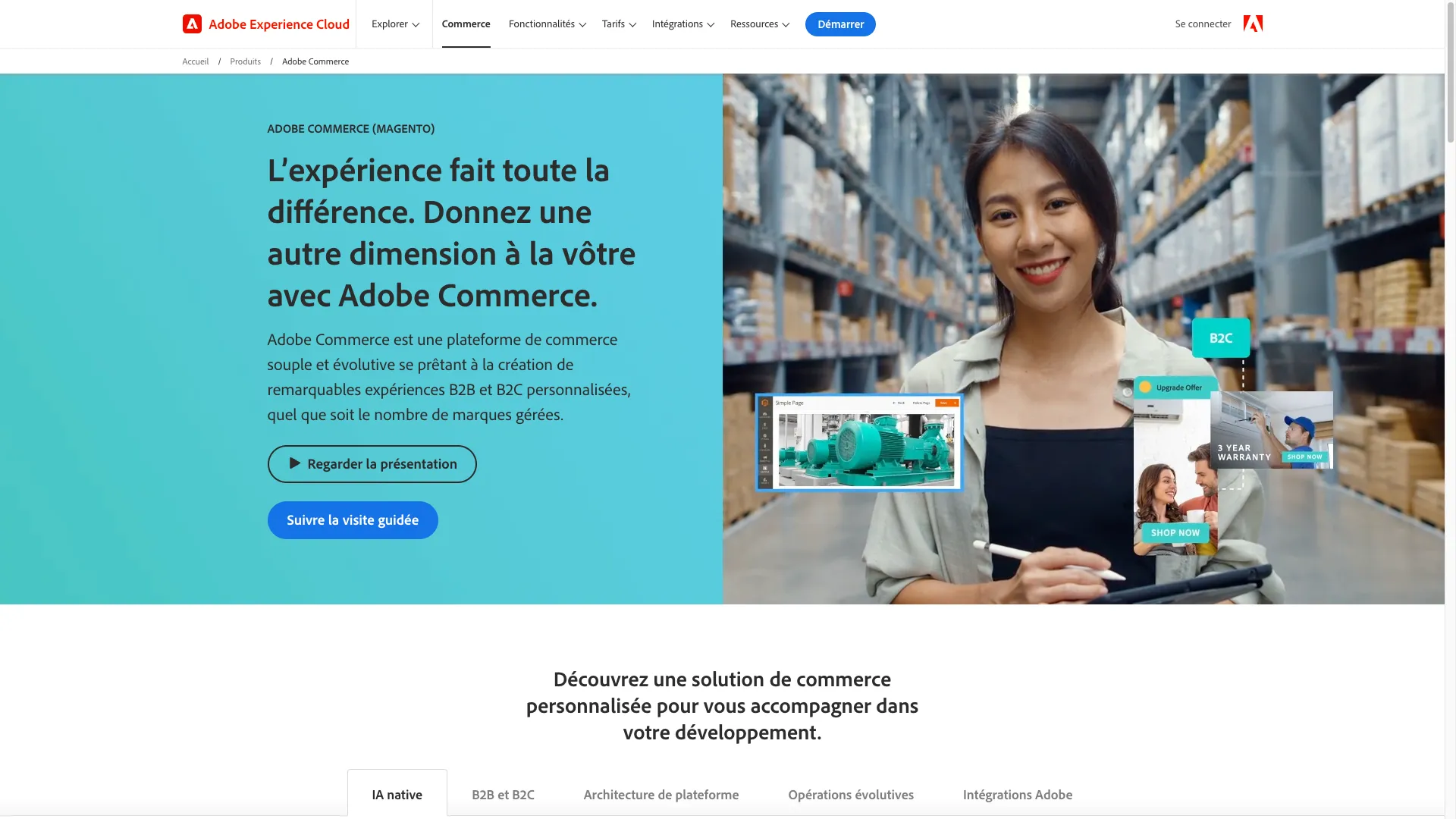 Page d'accueil du CMS E-commerce Magento
