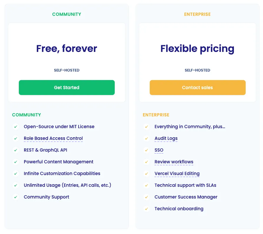 Offres de service proposées par Strapi