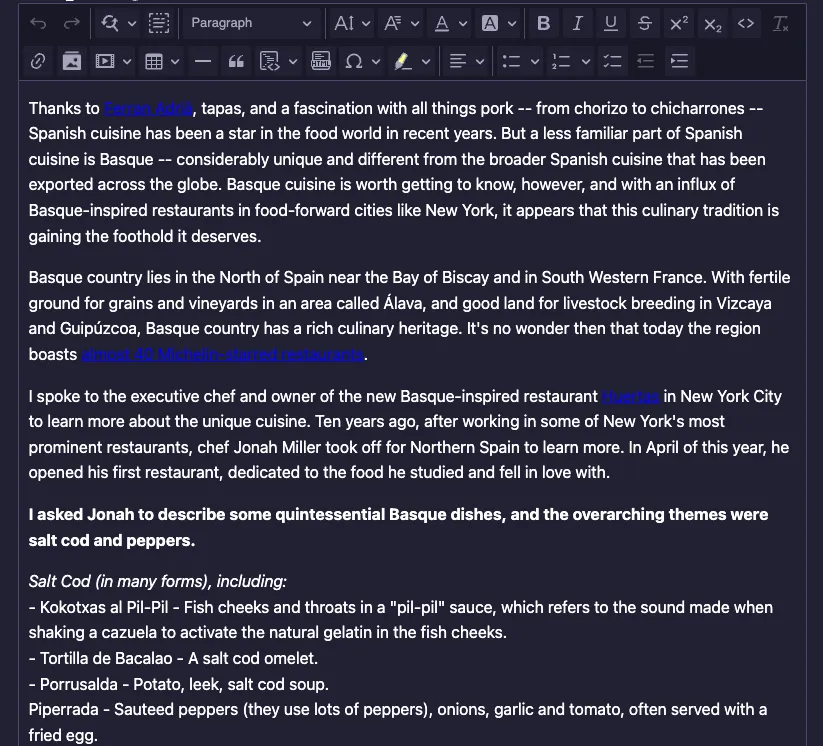 Éditeur wysiwyg de Strapi