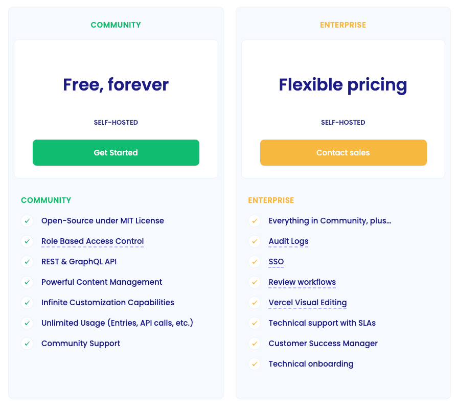 Offres de service proposées par Strapi