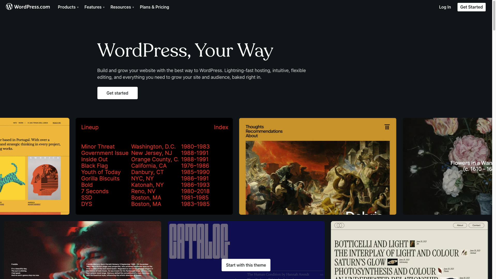Page d'accueil du CMS Wordpress
